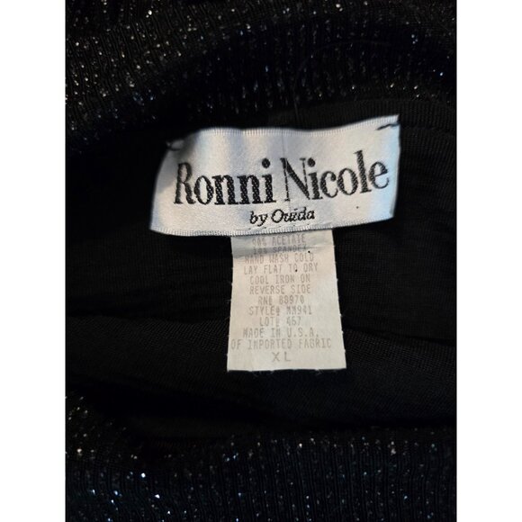 Ronni Nicole By Ouida Black Sparkle Off-Shoulder Long Sleeve Top whimsygoth chic - Picture 4 of 6